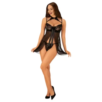 JSY 056 - babydoll súprava - čierna
