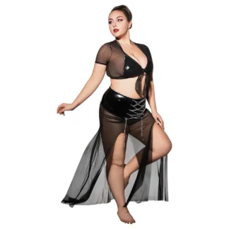 JSY 065 - babydoll súprava - čierna (XL-2XL)