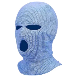 Balaclava - erotická kukla s 3 otvormi - pletená - modrá