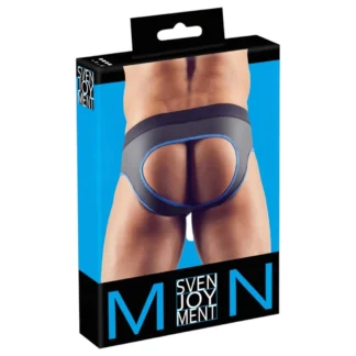 Svenjoyment - pánske otvorené jockstrap slipy - čierna/modrá