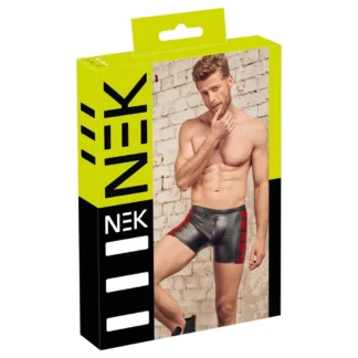 NEK - pánske boxerky na zips - čierne s červenými bočnými vložkami