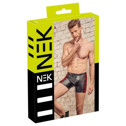 NEK - pánske boxerky na zips - čierne s červenými bočnými vložkami
