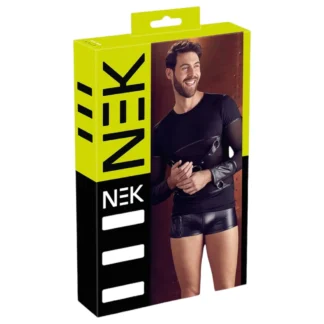NEK - sexy dlhý rukáv s krížovými pásmi (čierny)