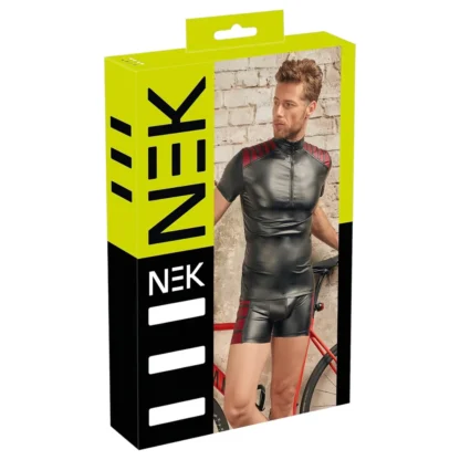 NEK - pánska bunda na zips - červené vložky - čierna