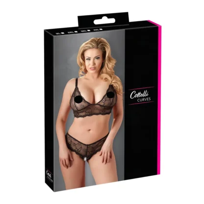 Cottelli - plus size čipková súprava spodnej bielizne - čierna