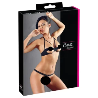 Cottelli - erotická súprava s kovovými krúžkami - čierna