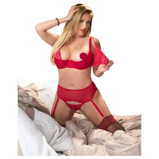 Cottelli Plus Size - variabilná bielizeň duo (červená)