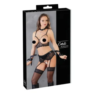 Cottelli Bondage - sexy čipkovaná spodná bielizeň set - 5 dielov