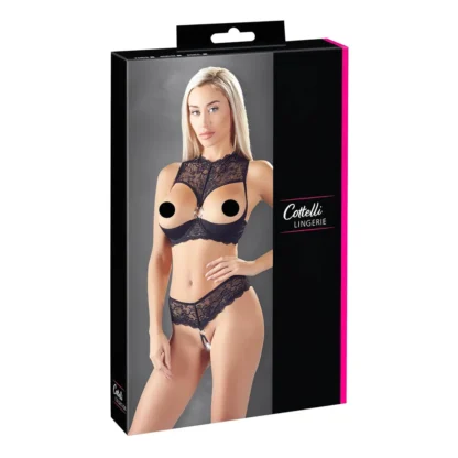 Cottelli - otvorená podprsenka set - čierna