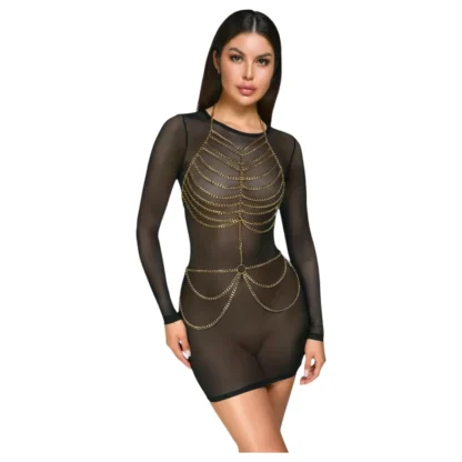 Cottelli - erotický body s reťazami - zlatá farba