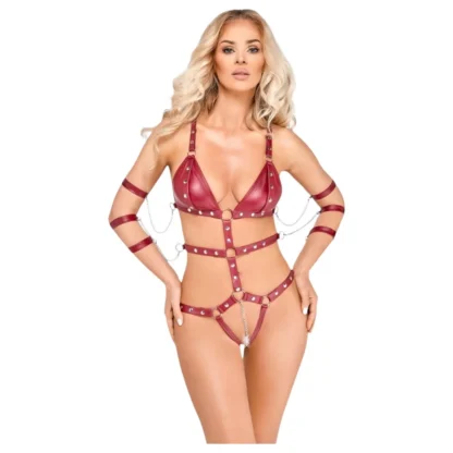 Bad Kitty - červené bodystocking s nitmi