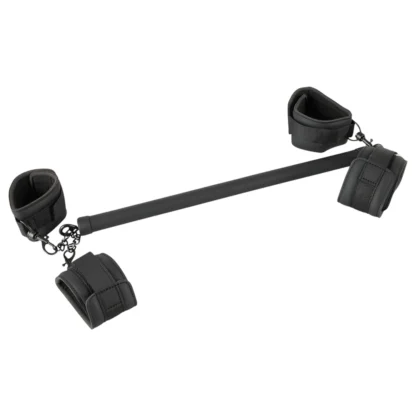 Fetish - bondage sada s tyčou - umelá koža - čierna - 6 dielov