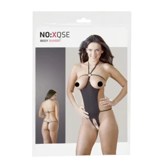 NO:XQSE - otvorené body so štrasom - čierne - veľkosť S-L