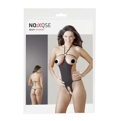NO:XQSE - otvorené body so štrasom - čierne - veľkosť S-L