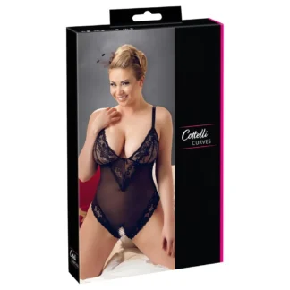 Cottelli Plus Size - čipkované body - čierne