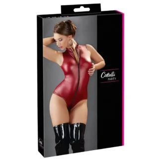 Cottelli Party - zipsové, bezrukávové lesklé body (červené)