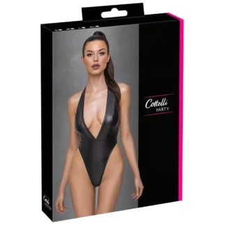 Cottelli Party - lesklé body s golierom na krk - čierne