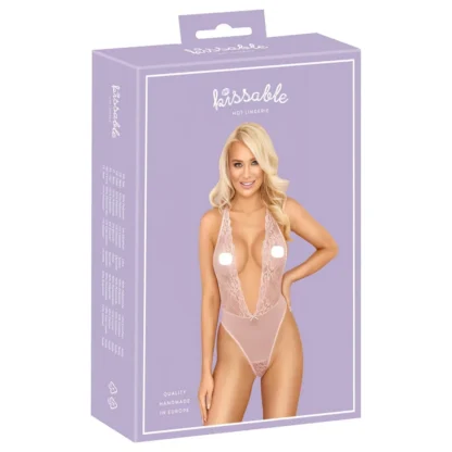 Kissable - čipkované body - ružová