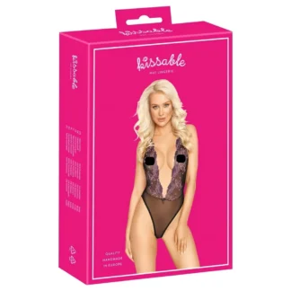 Pobozkateľné - čierne body so ružovou výšivkou