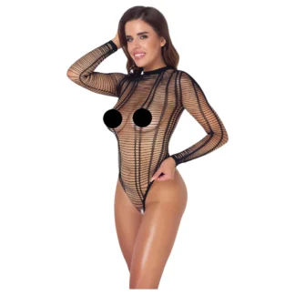 Cottelli - otvorený čipkovaný body - čierny - S-L