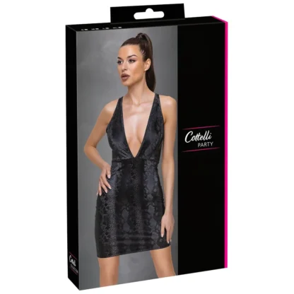 Cottelli Party - šaty s hadím vzorom (čierne)
