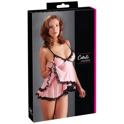 Cottelli - babydoll - čipkovaný, volánikový - čierny