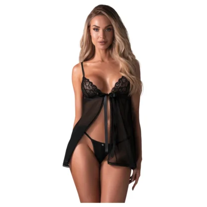 Obsessive - babydoll súprava - čipkovaná - čierna