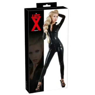 Late X - latexový overal - kostým mačacej ženy (čierny)