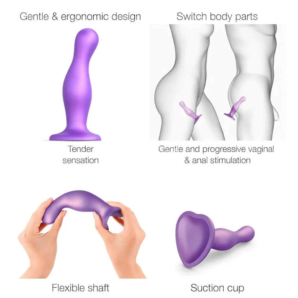 Strap-on-me Curvy S - vlnitý dildo s prísavkou (fialový) – Obrázok 2