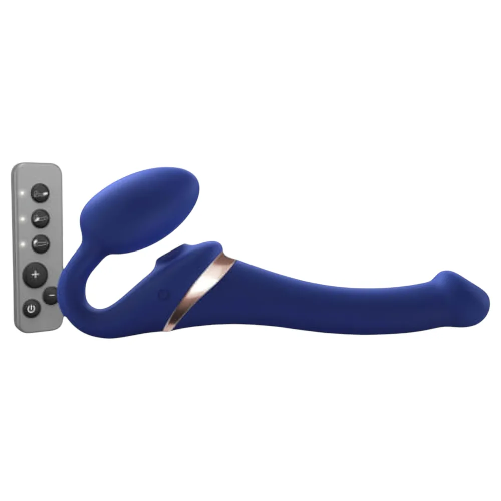 Strap-on-me S - pripínací, vzduchovými vlnami stimulujúci vibrátor - (modrý)