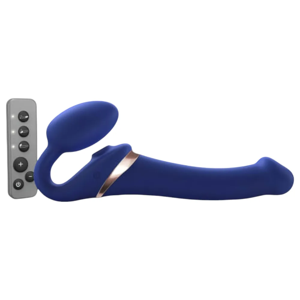 Strap-on-me - pripínací vibrátor s pulzujúcimi vlnami - modrý