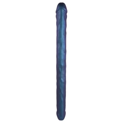 Strap-on-me - dvojité dildo - modrá metalická