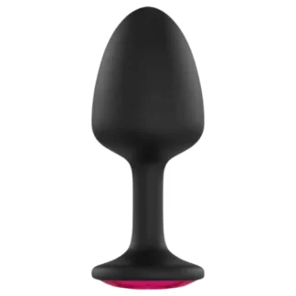 Dorcel Geisha Plug Ruby M - análny kolík s ružovým kamienkom (čierny)