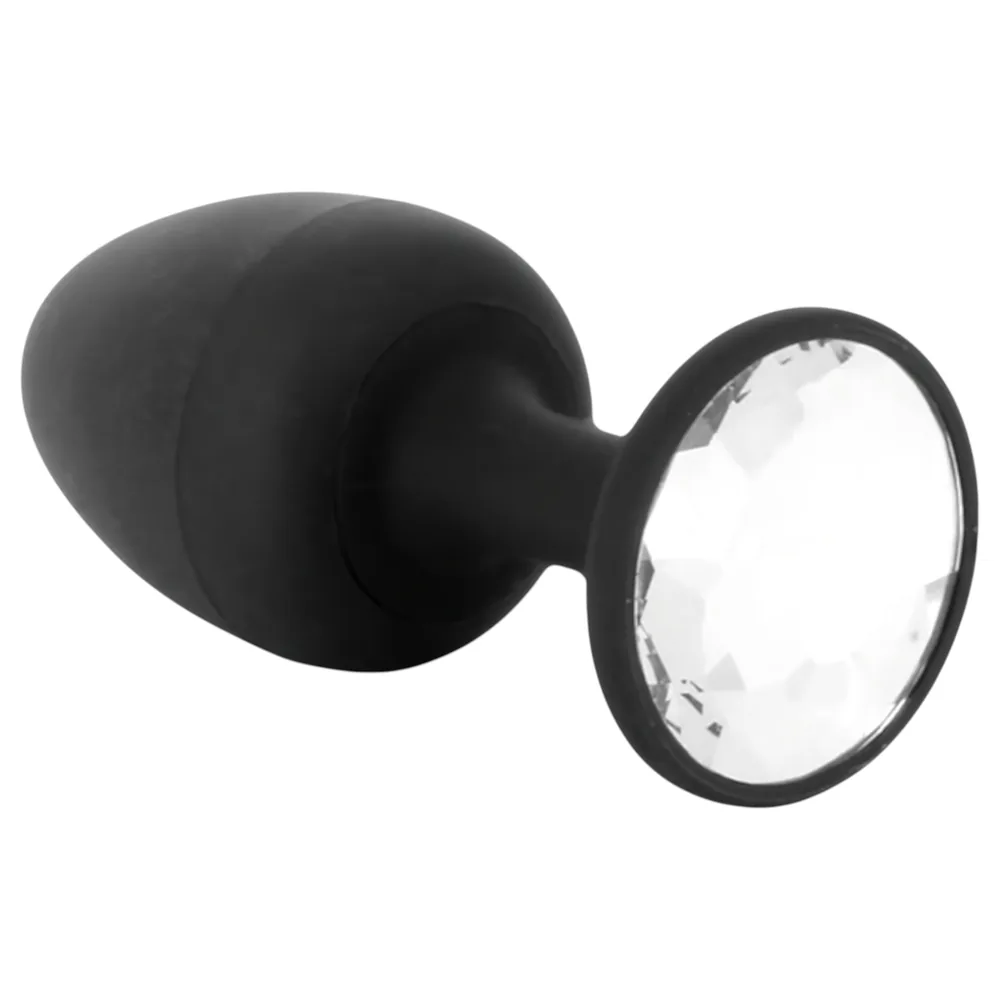 Dorcel Geisha Plug Diamond L - anál klenot s bielym kameňom (čierny)