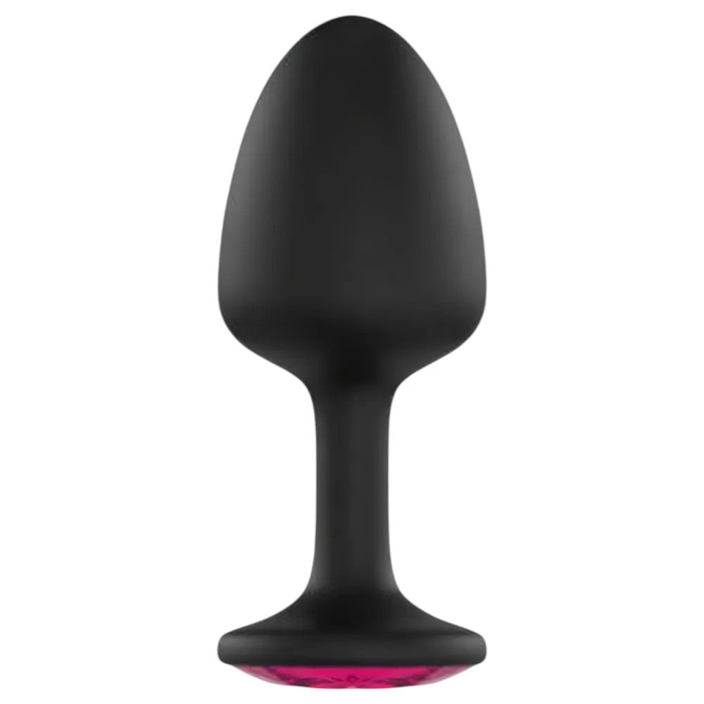 Dorcel Geisha Plug Ruby L - análny kolík s ružovým kameňom (čierny)