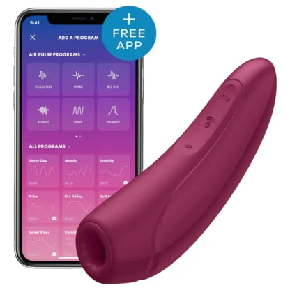 Satisfyer Curvy 1+ - Aplikáciou ovládaný klitorálny stimulátor s tlakovými vlnami (červený)