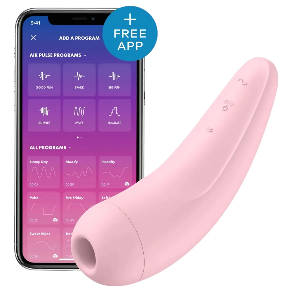 Satisfyer Curvy 2+ - aplikáciou ovládaný tlakový stimulátor klitorisu (ružový)