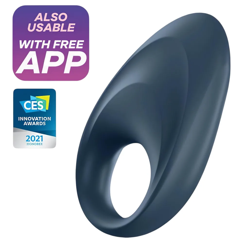 Satisfyer Mighty One - Vibračný krúžok na penis s ovládaním cez aplikáciu, pre mužov (modrý)