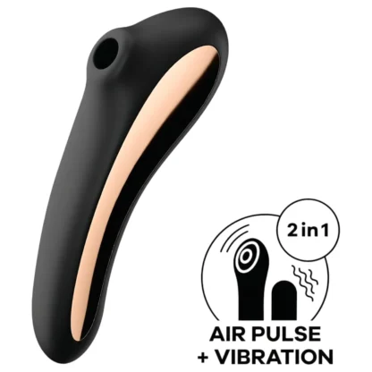 Satisfyer Dual Kiss - vibrátor na vagínu a klitoris - dobíjací - čierny