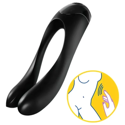 Satisfyer Candy Cane - dvojitý vibrátor - nabíjateľný, vodotesný - čierny