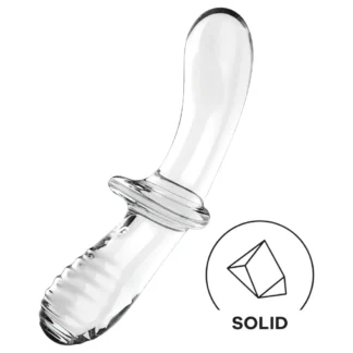 Satisfyer Double Crystal - obojstranné sklenené dildo - priehľadné
