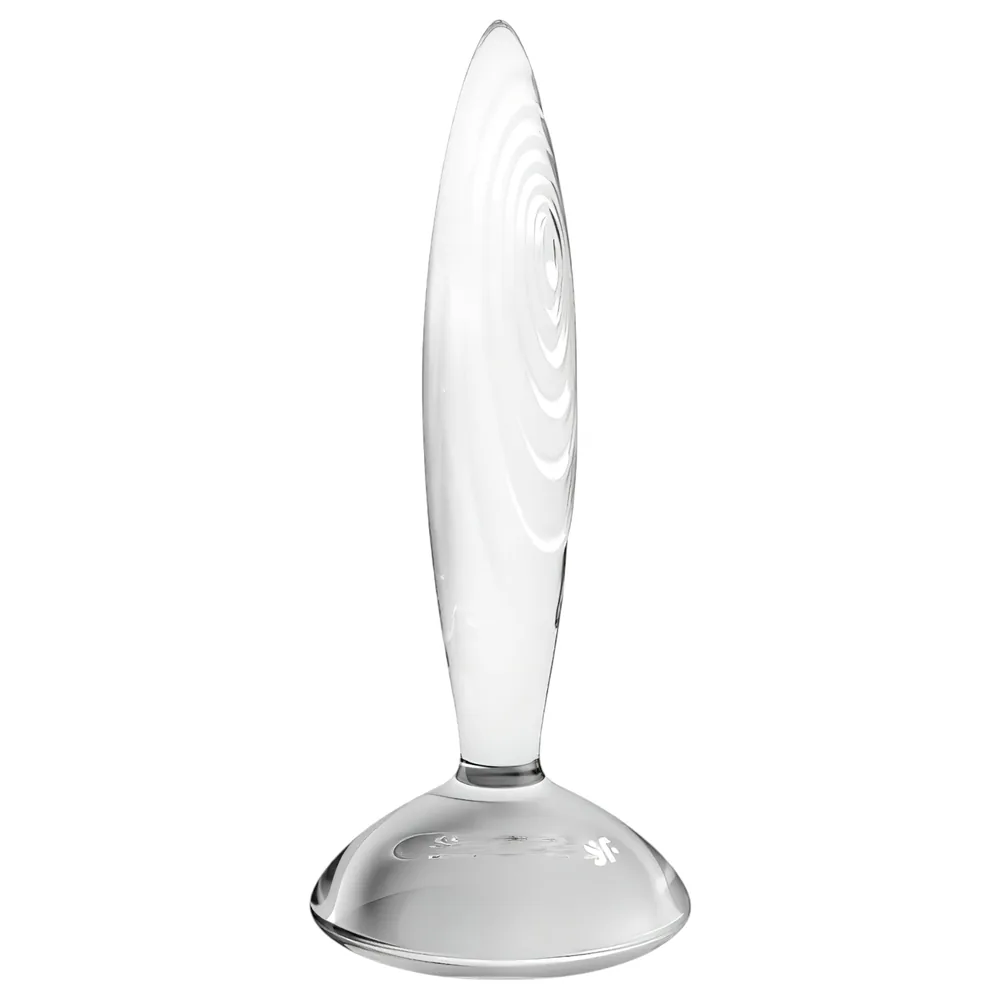 Satisfyer Sparkling Crystal - sklenené dildo - vrúbkované - priehľadné – Obrázok 3