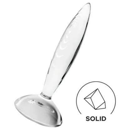 Satisfyer Sparkling Crystal - sklenené dildo - vrúbkované - priehľadné
