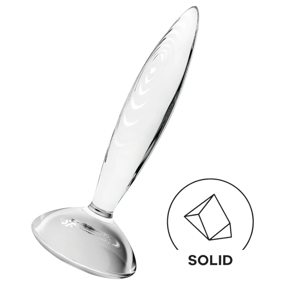 Satisfyer Sparkling Crystal - sklenené dildo - vrúbkované - priehľadné
