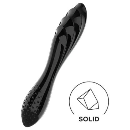 Satisfyer Dazzling Crystal 1 - obojstranné sklenené dildo - čierne