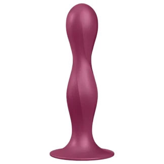 Satisfyer Double Ball-R - realistický pripínací dildó s prísavkou - červený