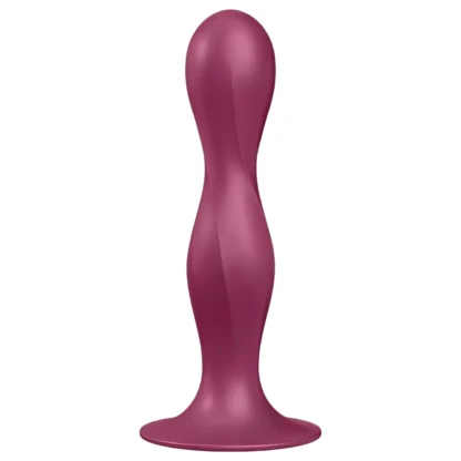 Satisfyer Double Ball-R - realistický pripínací dildó s prísavkou - červený