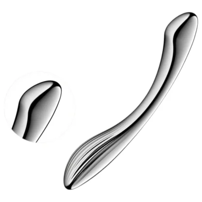 Satisfyer Pure Gravity 1 - kovový análny dildó - vrúbkovaný - strieborný