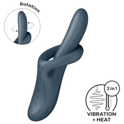 Satisfyer Heat Flex 4 - vibrátor s ohrievaním a ramenom na klitoris - sivý