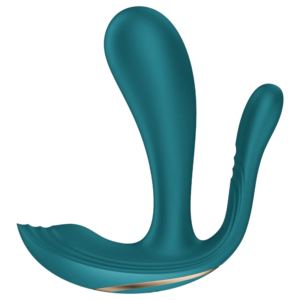 Satisfyer Top Secret+ - nositeľný vibrátor s 3 ramenami - zelený